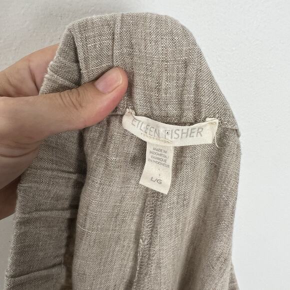 Eileen Fisher Women’s Size L 100% Organic Linen Baggy Wide Leg Lightweight Pants - Picture 8 of 9
